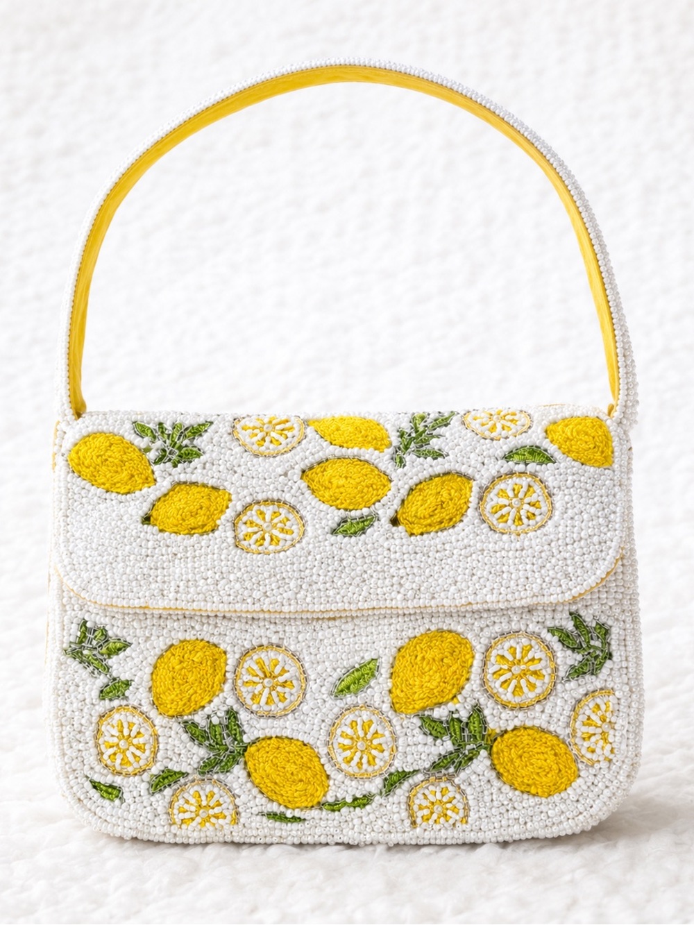 NWT Lemon Beaded Bag TikTok Viral Summer Purse White Yellow Shoulder Bag - Picture 2 of 11